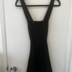Black Knee-Length Ribbed A-Line Strapless Dress